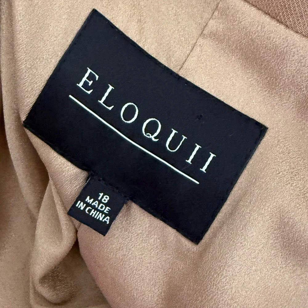ELOQUII Women’s Size 18 Camel Tan Tie Front Minimalist Style Blazer